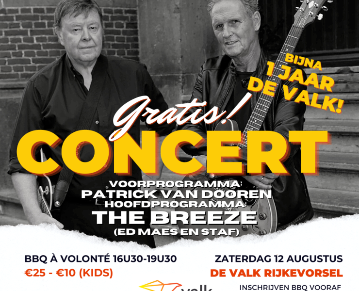 📢🎉 GRATIS Concert & BBQ bij De Valk! 🎶🍔